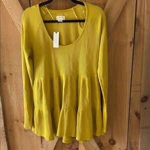 Anthropologie Maeve Sunny Yellow Tiered Top